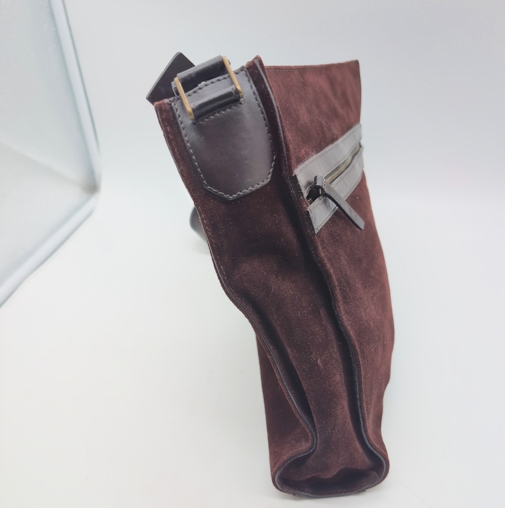 Vintage CK Calvin Klein Brown Suede Crossbody Satchel Bag - Picture 3 of 10
